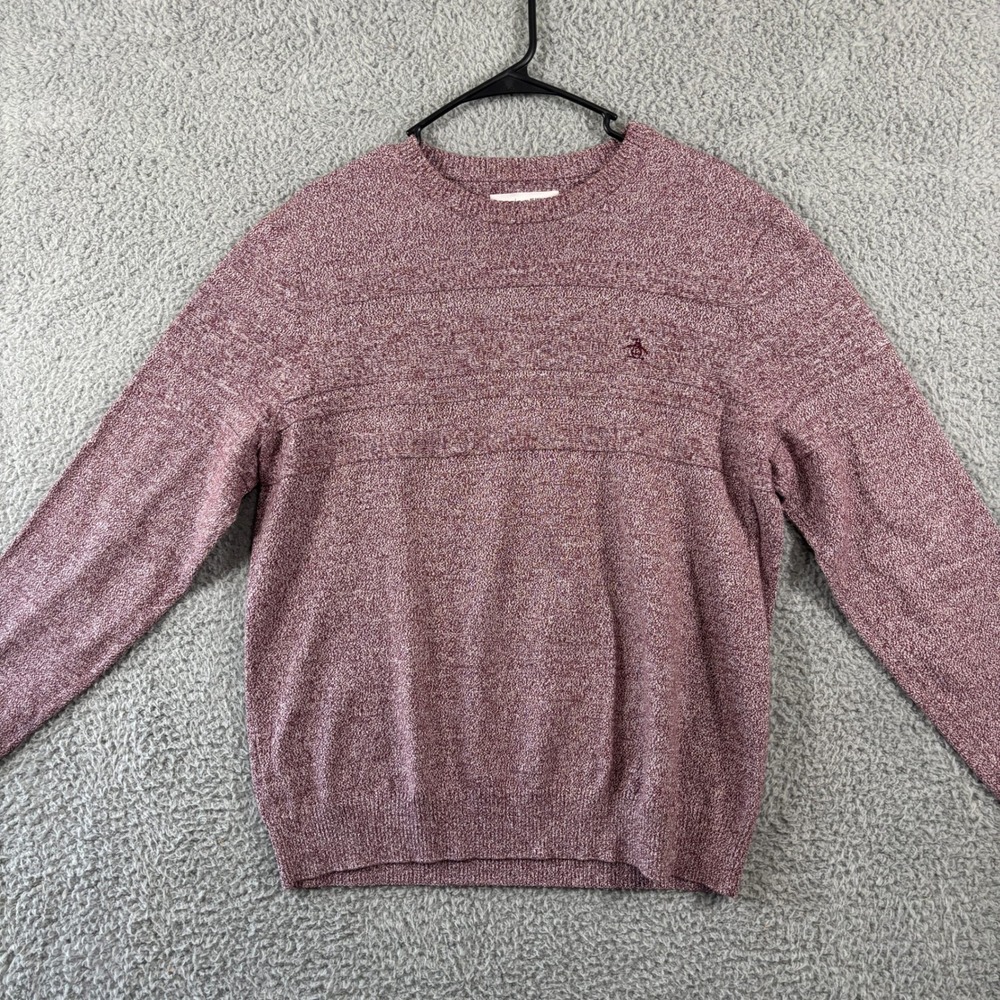 SizeOriginal Penguin Mens Marled Cotton Crew Neck Sweater Burgundy Size Large